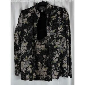 Alex Evenings Black Floral Sparkle Jacket Tank Top Set New Years Party Womens PS